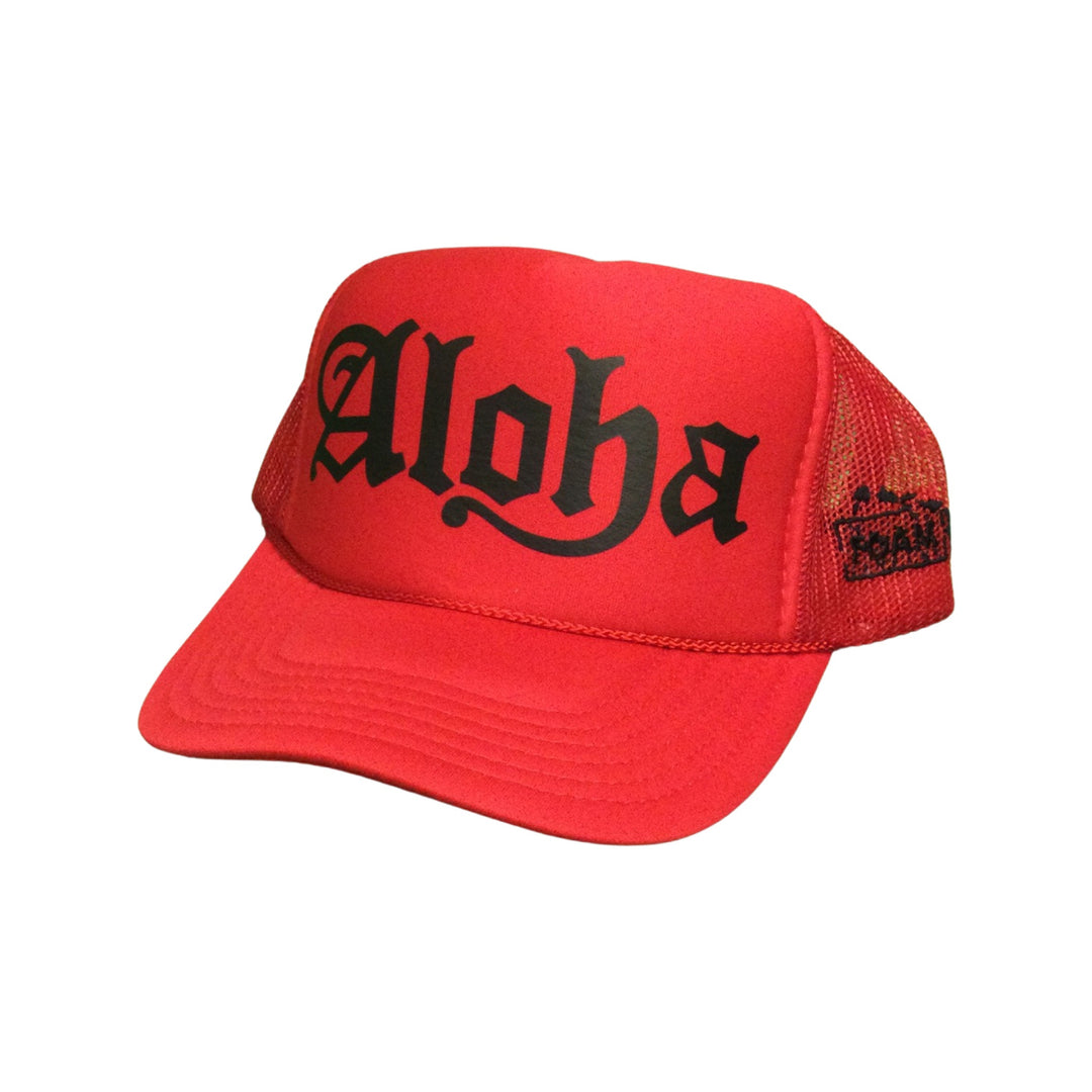 Foam Co Old English Aloha Trucker Hat Red/Black