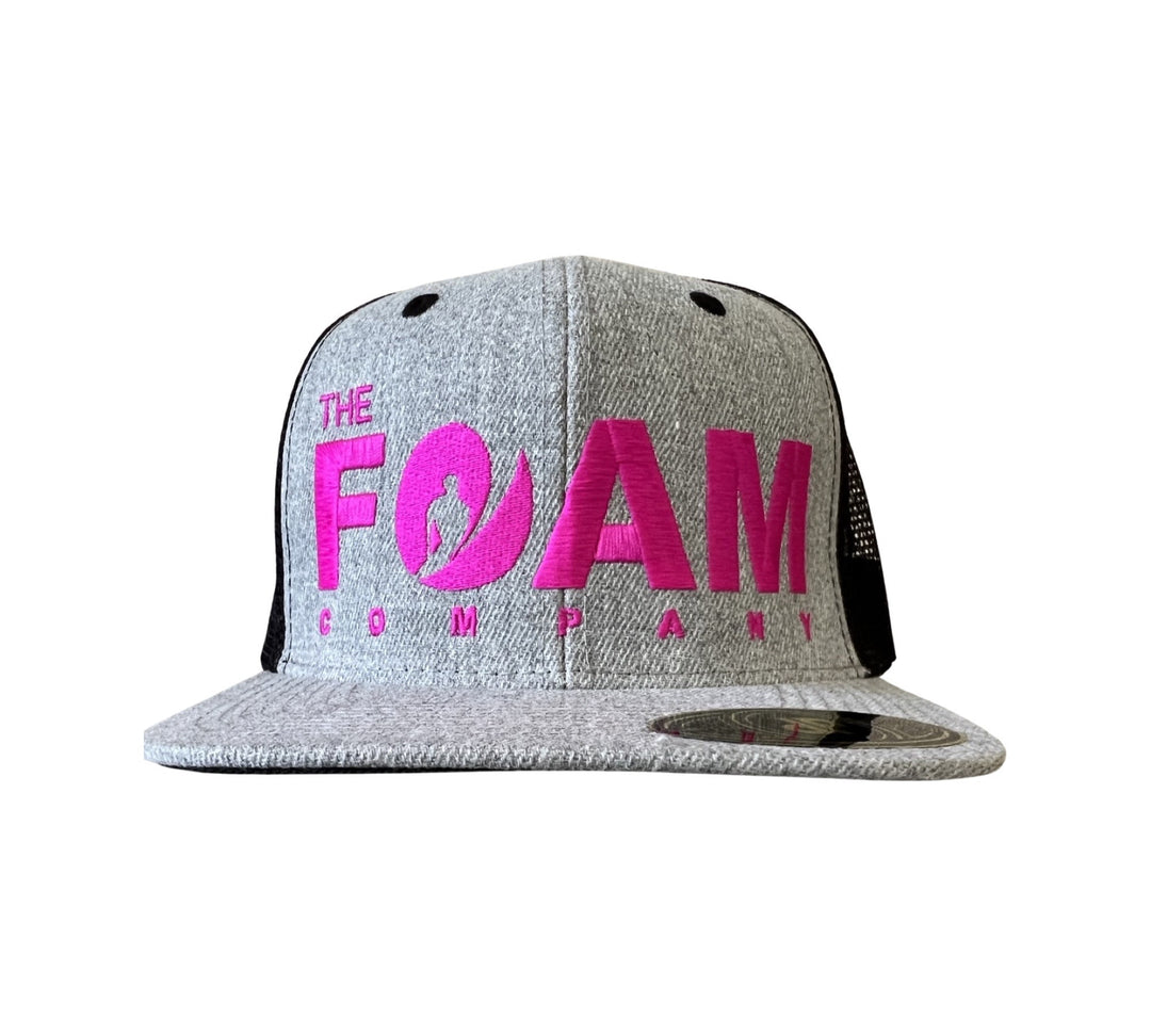Foam Co Heather Grey with Black Mesh/ Pink No Box Logo SnapBack