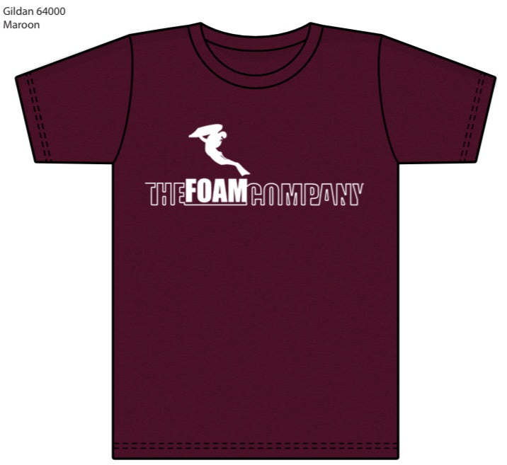 Foam Co Air Foam Logo Men's T-Shirt: Maroon with White ink