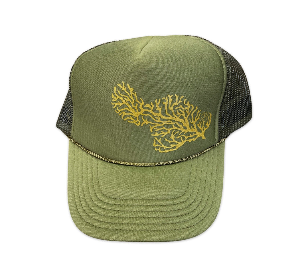 Anxd Forest Green Maui Coral Trucker Hat
