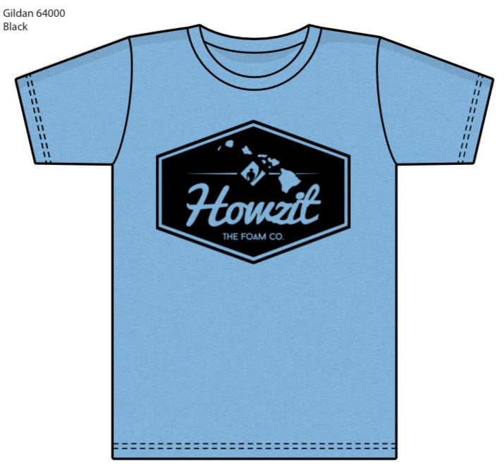Foam Co Howzit Men's T-Shirt: Heather Sapphire with Black ink