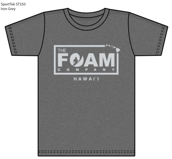 Foam Co: Moisture Wicking "Wind and Waves" T Shirt: Grey Heather with  Light Grey Ink