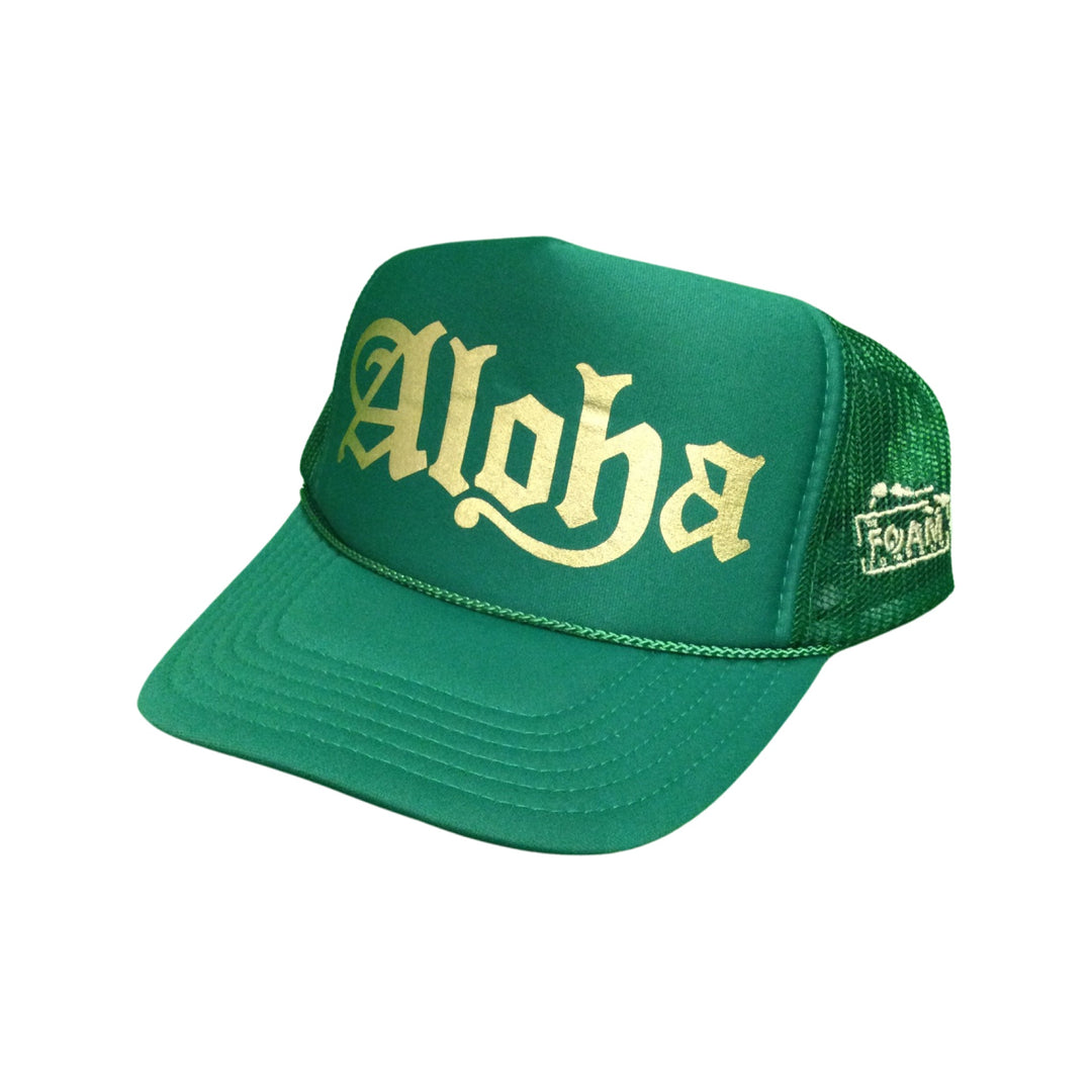 Foam Co Old English Aloha Trucker Hat Green/Gold
