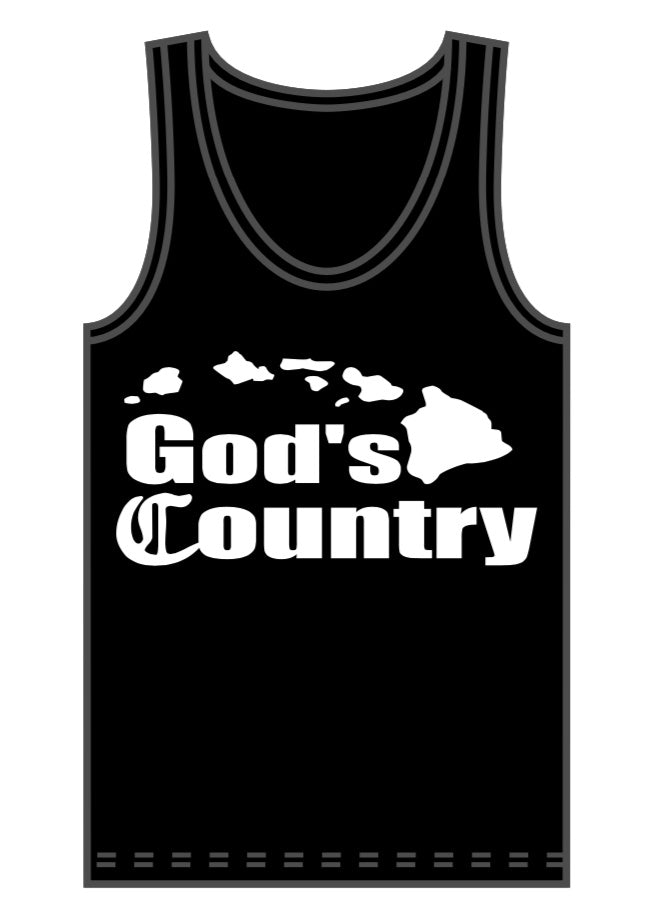 God's Country TANK TOP: Black with White Ink