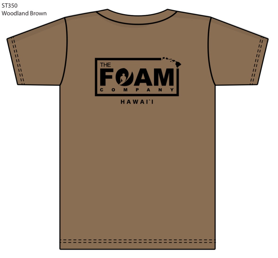 Foam Co: Moisture Wicking Foam Co Hawai`i T-Shirts: Brown/Black