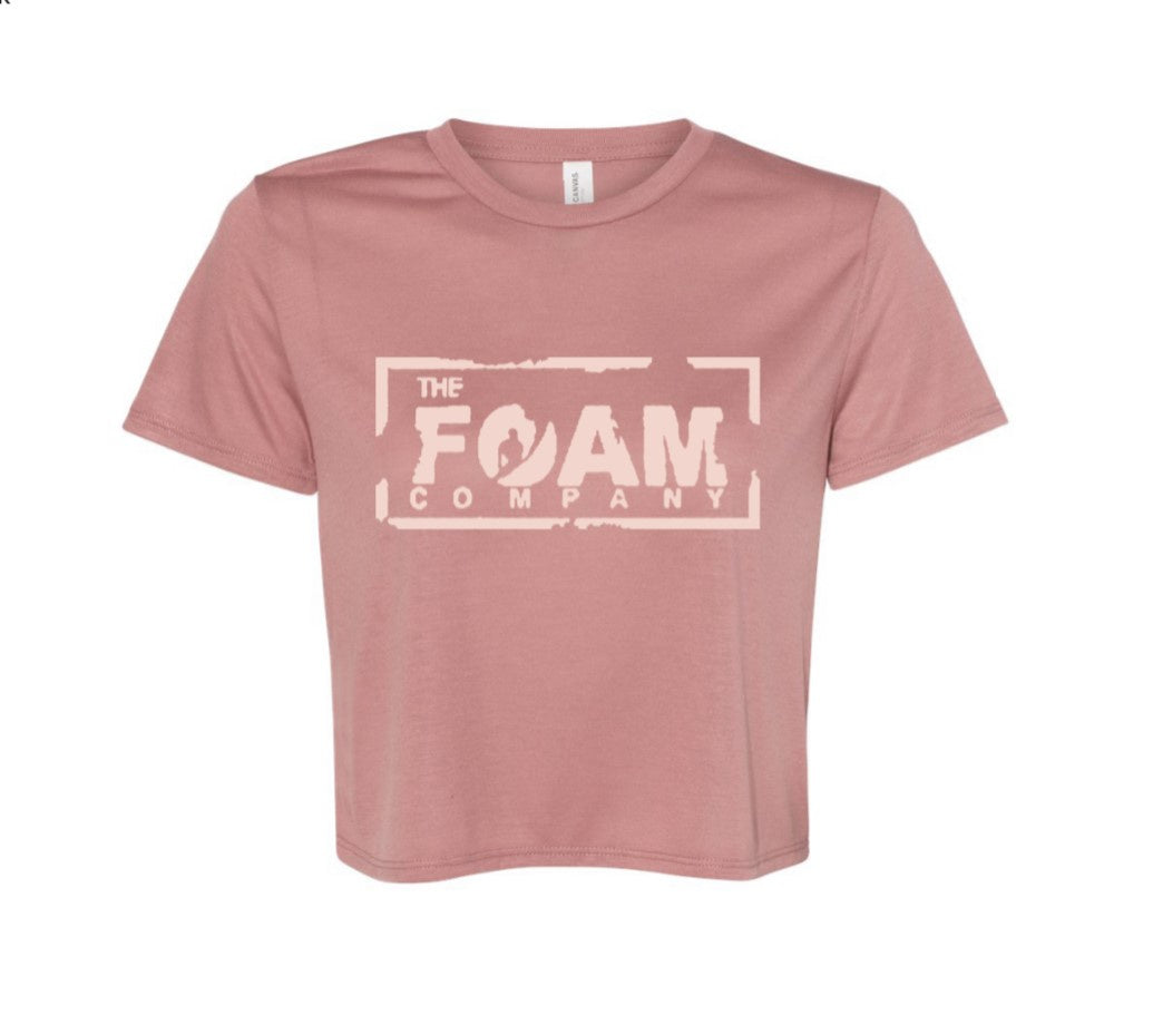 Foam Co Women's Choppy Block Crop Top: Mauve w/ Light Pink