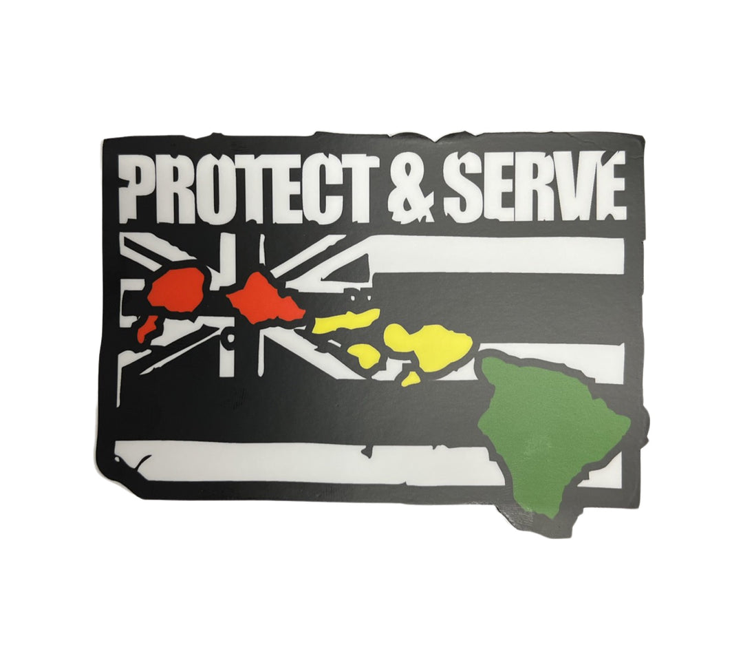 Anxd Protect & Serve Hawaiian Flag Sticker
