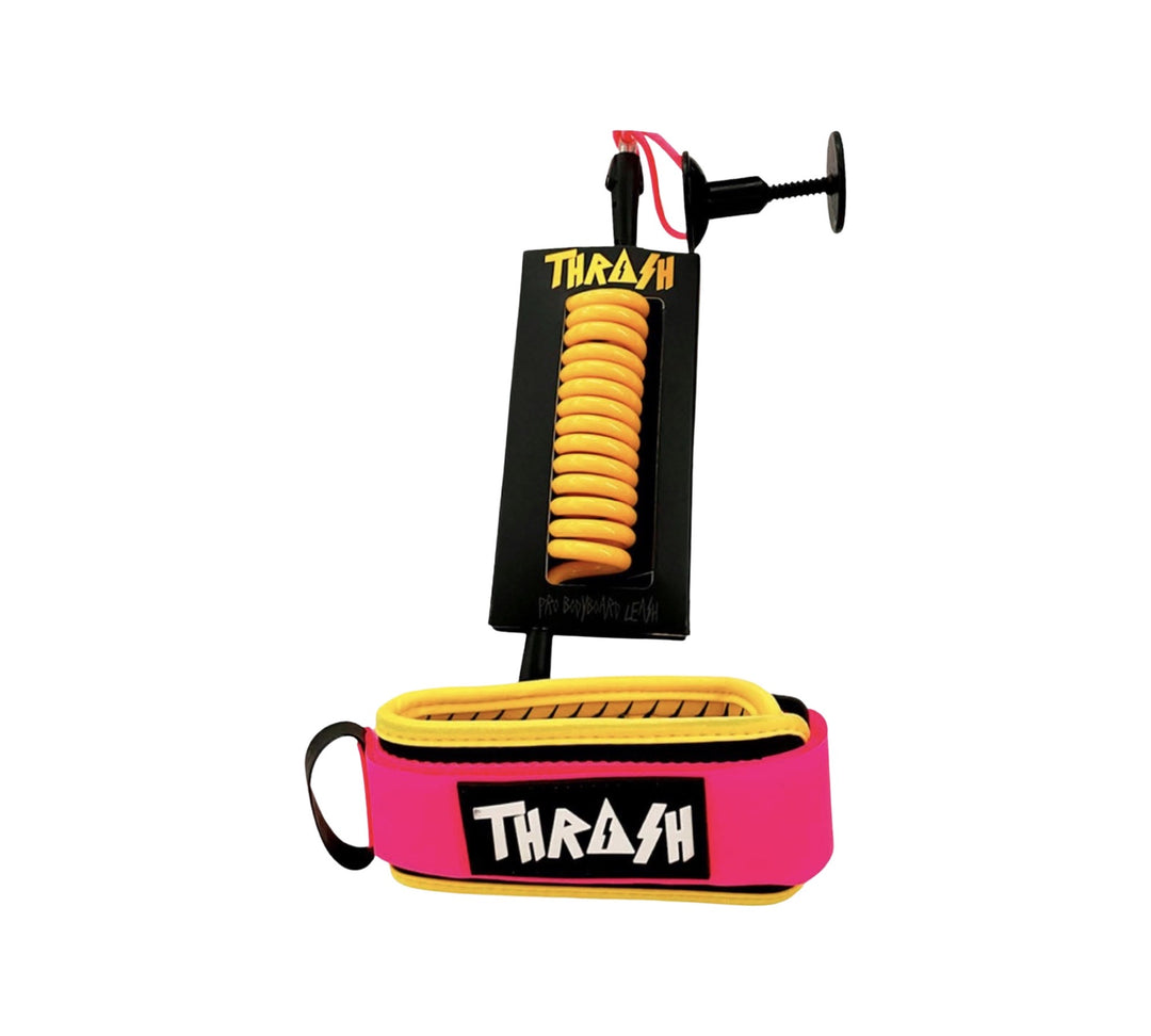 Thrash V-GRIP BICEP LEASH Yellow & Pink/Rubber Black/Logo White