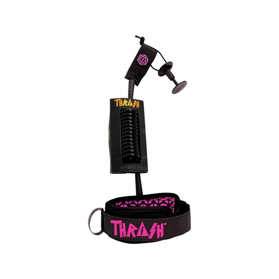 Thrash BICEP LEASH X6 Ultralight 8mm Black/Rubber Black/Logo Pink