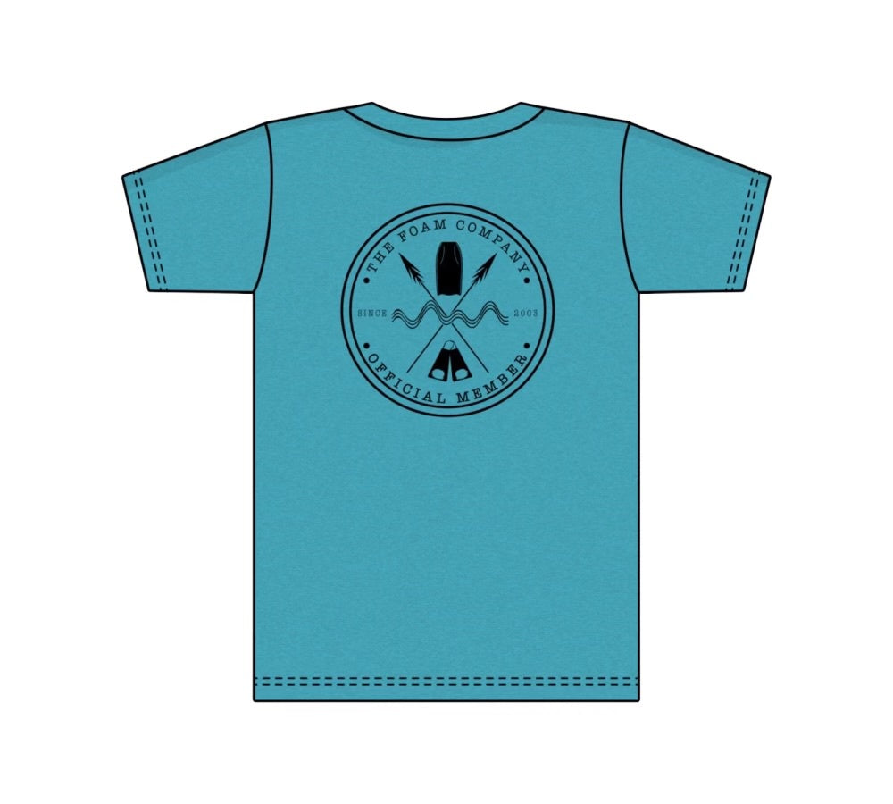 Foam Co: Official Member T-shirt (Galapagos Blue/ Black Ink)
