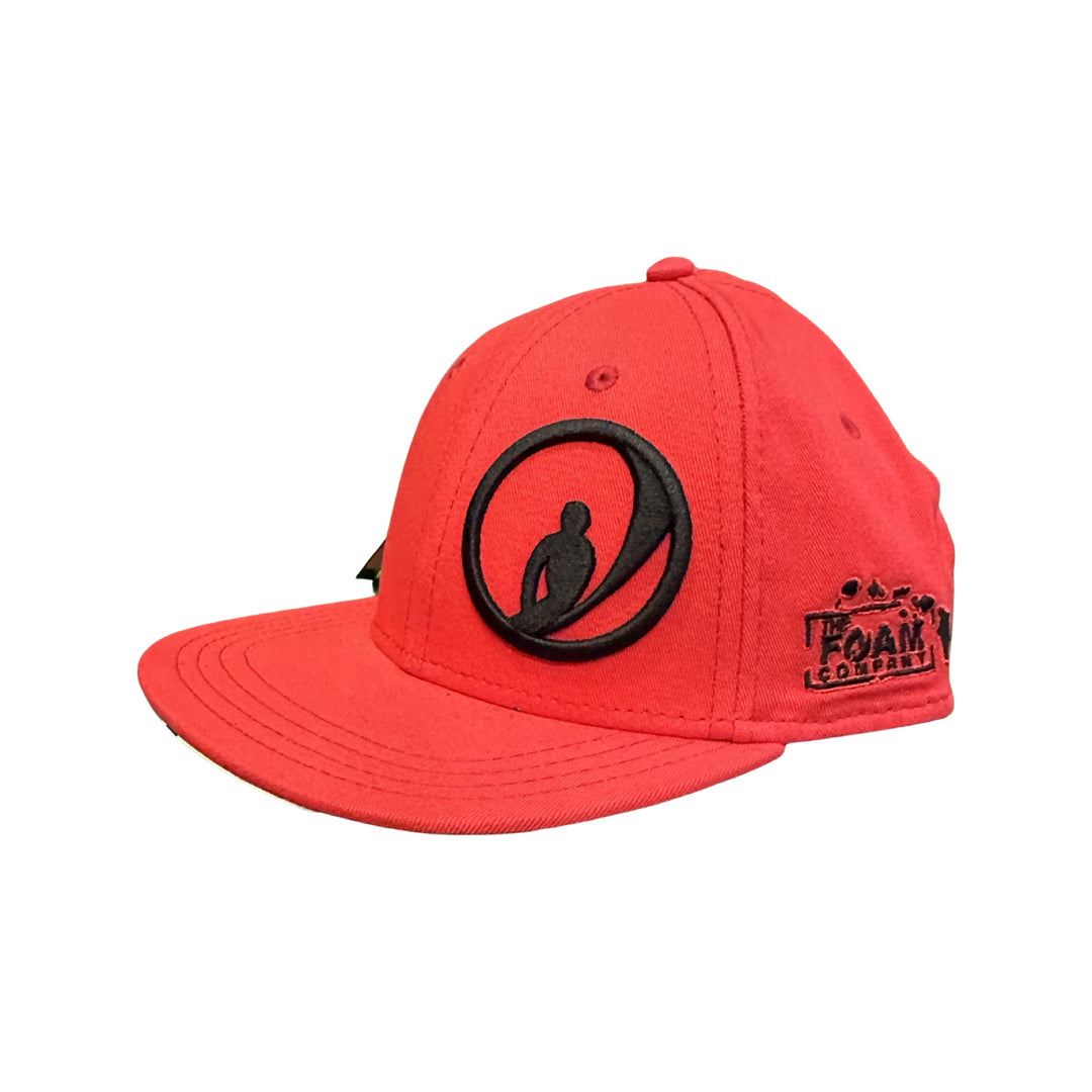 Foam Co Circle Logo/Side Logo Snapback Hat Red/Black w/ Hawaiian Flag under bill