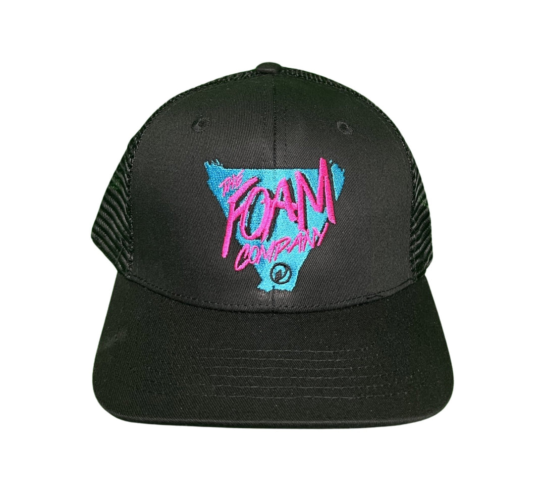 Foam Co - Delta Logo : Snapback, Solid Black with Mesh Hat