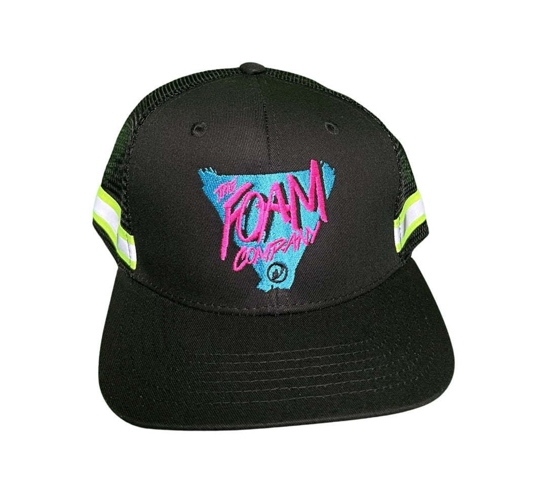 Foam Co - Delta Logo: Snapback, Black with Mesh/Highlighter Yellow Stripes Hat