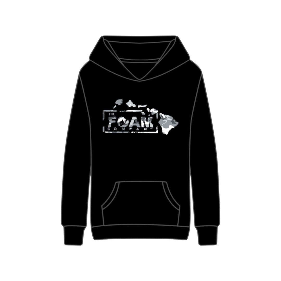 Foam Co Snow Camo Islands Logo Pullover Hoody: Black